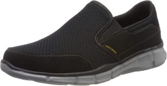 Skechers Mens Equaliser Persistent Low-Top Sneakers, Black Mesh/ Duraleather/ Gray Trim, 7.5 UK