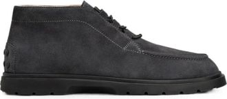 Tod's Gommino Veterlaars - Heren - Veterlaarzen - Grijs - 42 1/2 EU - Su&egrave;de - Schoenen