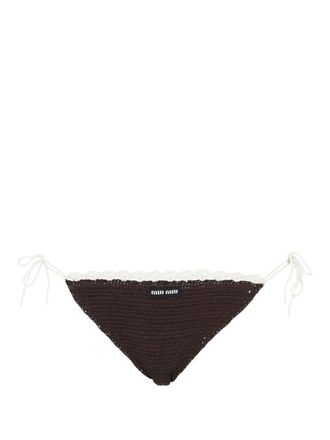 Miu Miu Slip bikini con ricamo - Nero