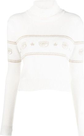 Chiara Ferragni Turtleneck - Dames - Coltruien - Beige - M - Wol - Truien & Vesten