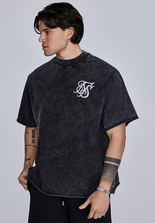 Siksilk Camiseta para Hombres Negra con Logotipo XXL