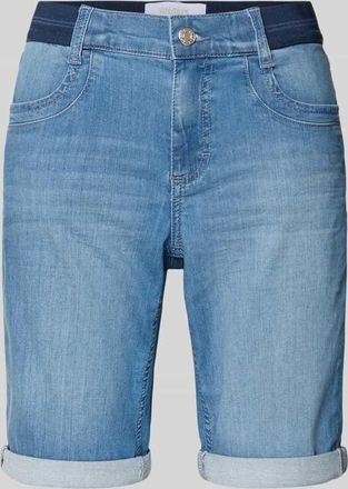 Angels Jeansshorts mit Umschlag und elastischem Bund in Blau, Gr&ouml;&szlig;e 34
