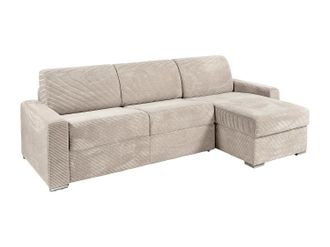 Vente-Unique Divano Letto Angolare Reversibile Express In Velluto A Coste Beige Letto 140 Cm Con Doghe Larghe Materasso 18 Cm - Calito