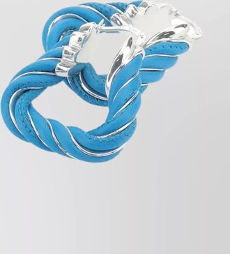 Bottega Veneta nappa leather and silver twist triangle earrings