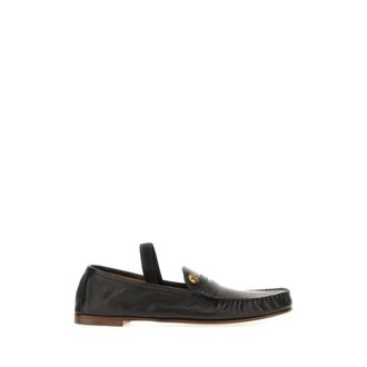 Versace Loafers, male, Black, Size: 12 US Guanto Leather Moccassins