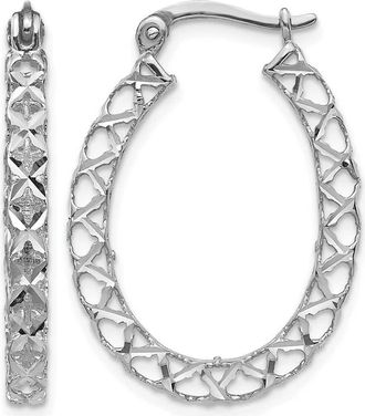 Diamond2Deal 14K White Gold Polished Hollow U Shape- Hoop Earrings