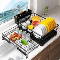 OEM Escurridor De Utensilios De Cocina: Escurridor De Encimera Con Capacidad Para 10 Platos Y 12 Cuencos - Crezuo