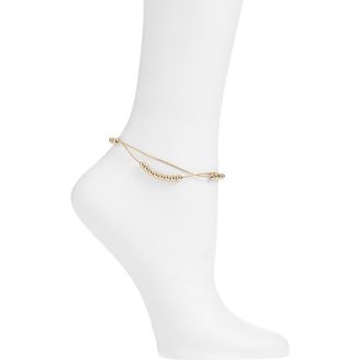 Open Edit Beaded Double Row Anklet in Gold at Nordstrom