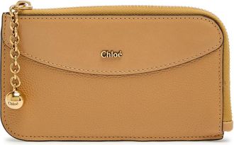 Chloé Charm-embellished Pebbled Leather Wallet - Beige - One Size