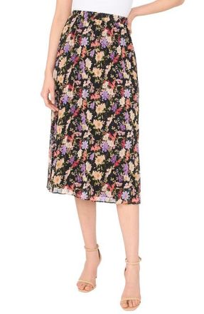 CeCe by Cynthia Steffe Sunburst Pleated Midi Skirt in Rich Black at Nordstrom, Size X-Large