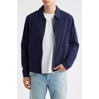 Wax London Eldon Cotton Seersucker Jacket in Navy at Nordstrom Rack, Size Xx-Large
