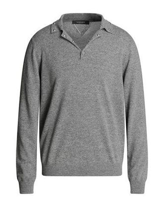 Tシャツ・カットソー VERSACE Men Sweater 1012557 GREY Versace Milano Stamp Embroidered Wool Jumper | Grey | FARFETCH
