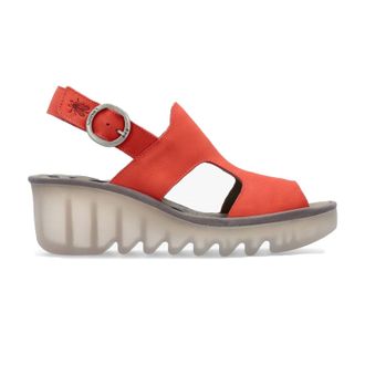 FLY London BAIF585FLY Cupido Leather Womens Heels Sandals - Devil Red - Size:UK 6