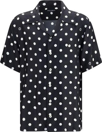 Dolce & Gabbana Black Silk Pattern Mens Shirt