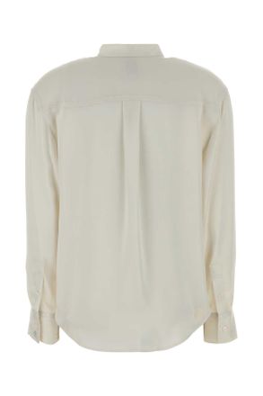 Calvin Klein Womens Chalk Satin Shirt Tofu Exterior: Polyester Camicie