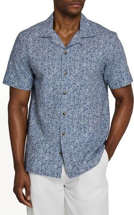 Brooklyn Brigade Floral Vine Short Sleeve Seersucker Camp Shirt in Navy at Nordstrom, Size Xx-Large