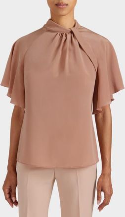 Santorelli Joyce Silk Mock Neck Blouse in Peach Whip at Nordstrom, Size 10