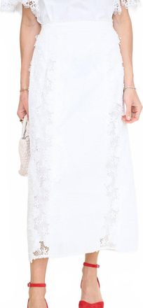 English Factory Lace Cascade Midi Skirt In White