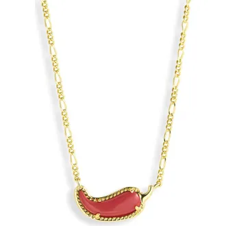 Kendra Scott Chili Pepper Pendant Necklace in Gold Red Vermillion Magnesite at Nordstrom