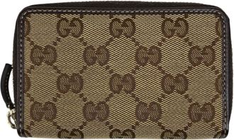 Gucci Beige Brown Canvas Leather Coin Purse/Coin Case (Pre-Owned)