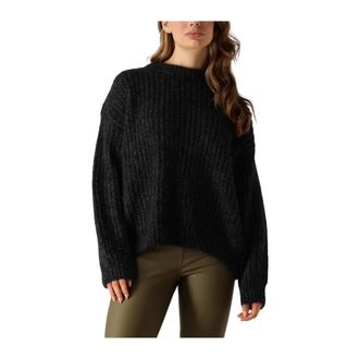 Knit-ted Zwarte Mohair Trui Phoebe - Dames - Ronde hals truien - Zwart - M - Truien & Vesten