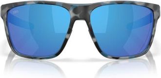 Costa Ferg 62mm Polarized Mirrored Pillow Sunglasses in Deep Water Camo /Blue 580G at Nordstrom