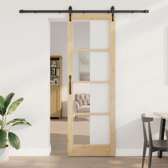 vidaXL Vidaxl - Puerta Deslizante Manual Marr&oacute;n 78 X 232 Cm Madera Y Metal