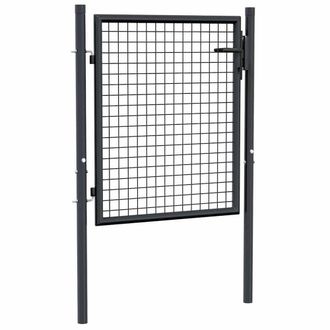 Berkfield Home Mesh Garden Gate Galvanised Steel 100x125 cm Grey
