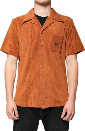 Dolce & Gabbana Hazel Cotton Velvet Button Down Collared Mens Shirt