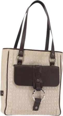 Bulgari Pre-owned Canvas Tote Bag - Dames - Vintage Shopper - Beige - ONE Size - Vintage