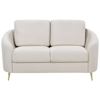 Beliani Sof&aacute; 2 Plazas Patas Metal Retro Tapizado De Tela Beige Claro Trosa