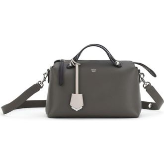 Fendi Medium By the Way Colorblock Leather Shoulder Bag in Coal/Grey Powder/Palladium at Nordstrom