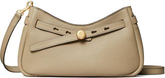 Tory Burch Romy Zip Top Leather Crossbody Bag in Soft Cement at Nordstrom