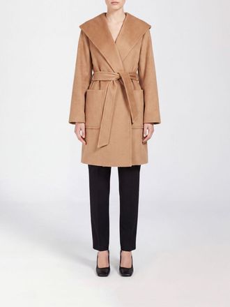 Max Mara Cappotto a vestaglia in lana di cammello con cintura e collo a scialle