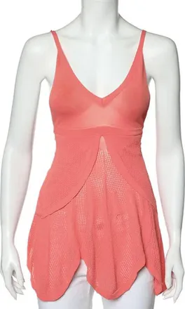 Sportmax Pink Perforated Knit Tie Back Overlay Top