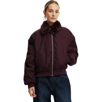 Cotton On Womens Astro Collared Bomber in Noble Plum at Nordstrom, Size Xx-Small