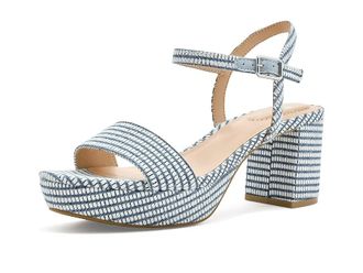Bandolino Pennie Womens Dress Sandals Blue/White Denim : 5.5 M, Faux Leather