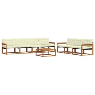 vidaXL Conjunto De Sof&aacute;s De Exterior Con Coj&iacute;n 8 Pcs Natural Y Crema Vidaxl