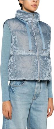 Herno Jassen, Dames, Blauw, XS, Velvet Quilted Vest