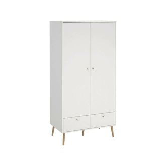 Dmora Dmora - Armario 2 Puertas Kahina, Muebles De Dormitorio, Vestidor, Armario De Ropa, 99x58 H200 Cm, Blanco