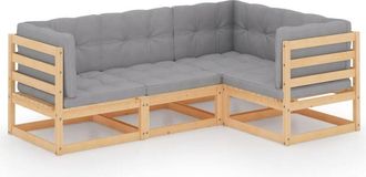 vidaXL Muebles De Jard&iacute;n 4 Piezas Con Cojines De Madera De Pino Maciza Vidaxl