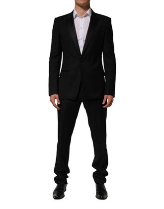 Dolce & Gabbana Mens Black 2 Buttons Jacket Formal Piece Suit Wool