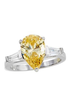 Savvy Cie Jewels Sterling Silver Canary CZ Ring