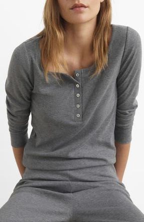 Mango Rib Knit Pajama Henley in Medium Heather Grey at Nordstrom Rack, Size X-Small