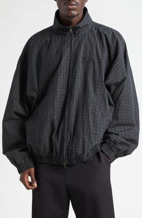 Balenciaga Loop Sports Icon Micro Tartan Technical Cotton Track Jacket in 8069 Navy/Dark Green at Nordstrom, Size 38 Us