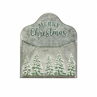 Creative Co-op merry Christmas Embossed Metal Mailbox In Grey