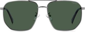 Polaroid PLD 4141/G/S/X Asian Fit Polarized 6LB/UC Mens Sunglasses Silver Size 59
