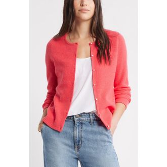 Caslon Wool & Cashmere Cardigan in Pink Watermelon at Nordstrom Rack, Size Large