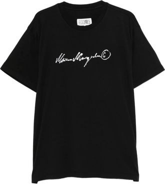 Maison Margiela Tops, Heren, Zwart, M, Katoen, Logo-print T-shirt