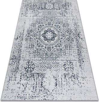 RugsX Rugsx - Alfombra Lavable Andre 1072 Roset&oacute;n, Vintage Antideslizante - Blanco / Negro White 120x170 Cm